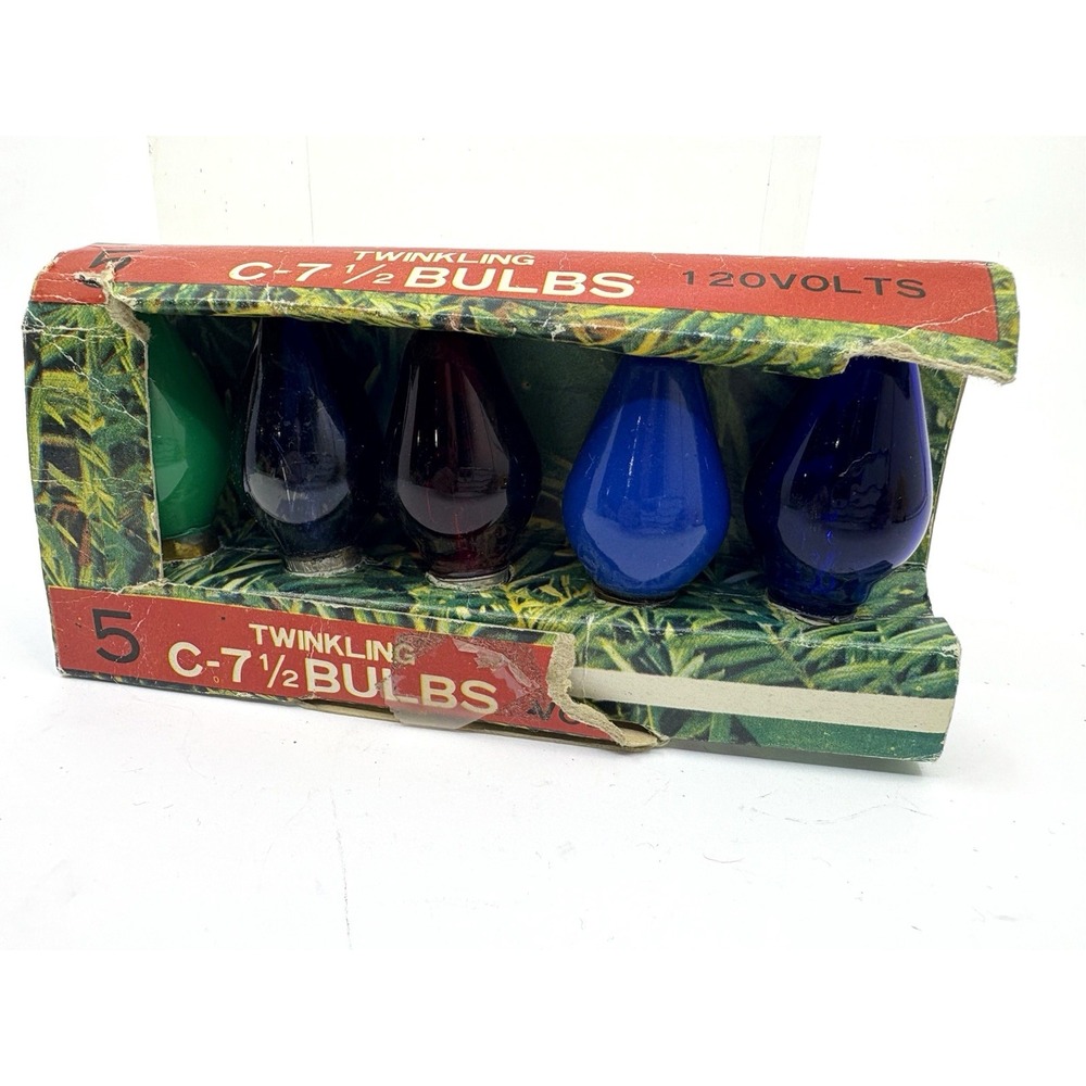 Vintage 1980's Santas Trim & Twinkle Christmas Replacement Bulbs  Green Blue